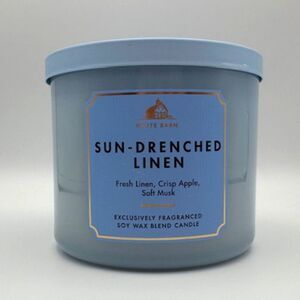 White Barn Sun-Drenched Linen Blue 14.5 oz 3-Wick Candle Retired Scent NEW